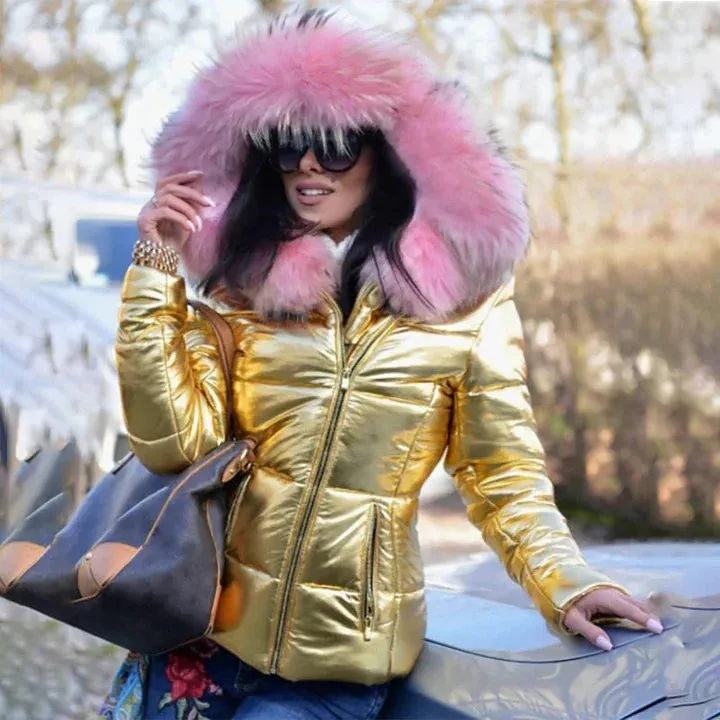 Stylish Christina coat featuring a faux fur lined hood and collar
