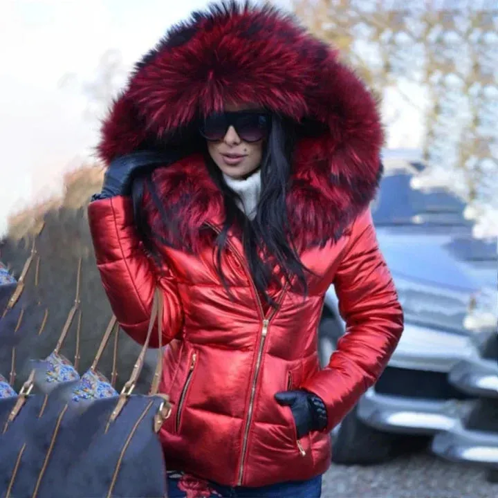 Stylish Christina coat featuring a faux fur lined hood and collar
