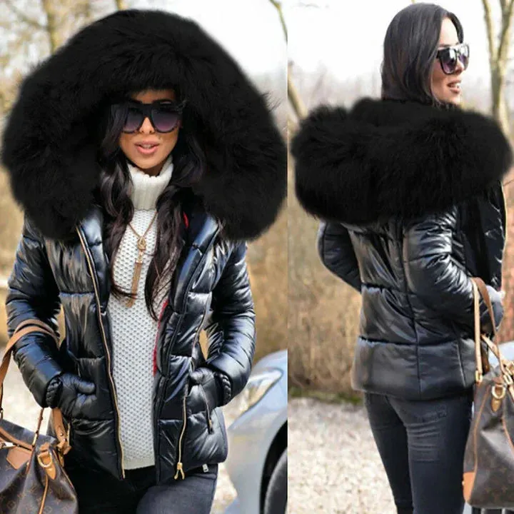 Stylish Christina coat featuring a faux fur lined hood and collar