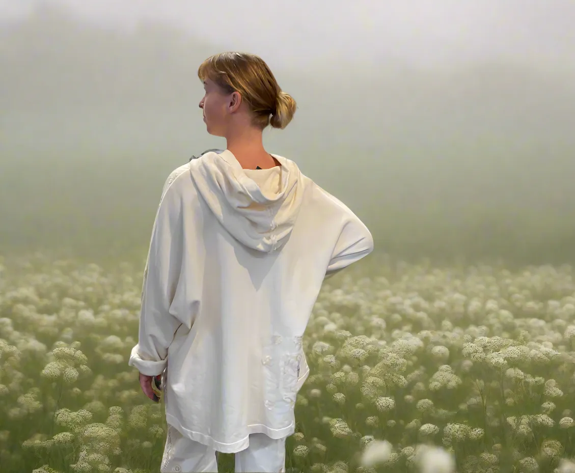 Sweat Shirt with Hood - CREAM