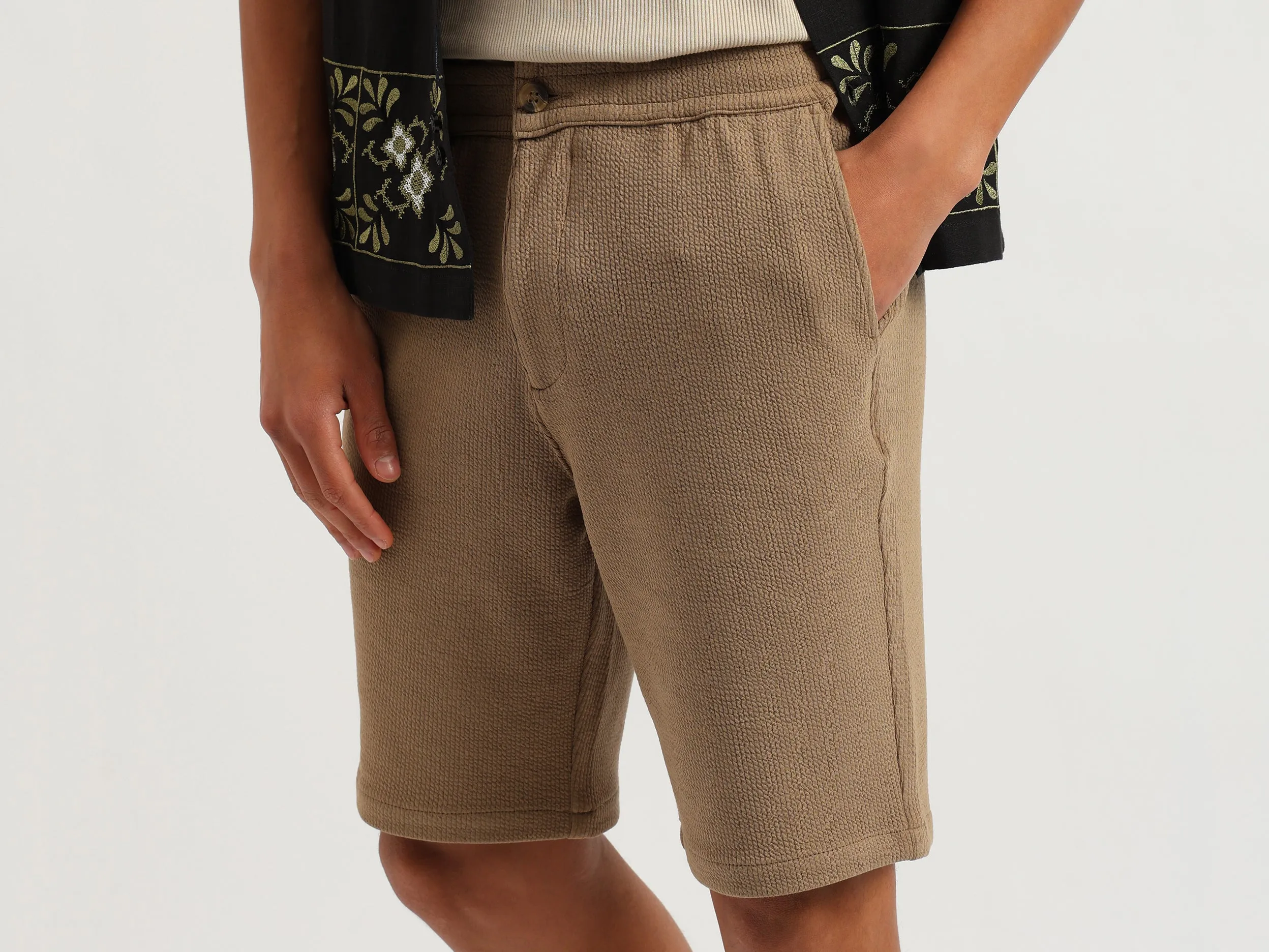 Textured Comfort Fit Cordinate Shorts