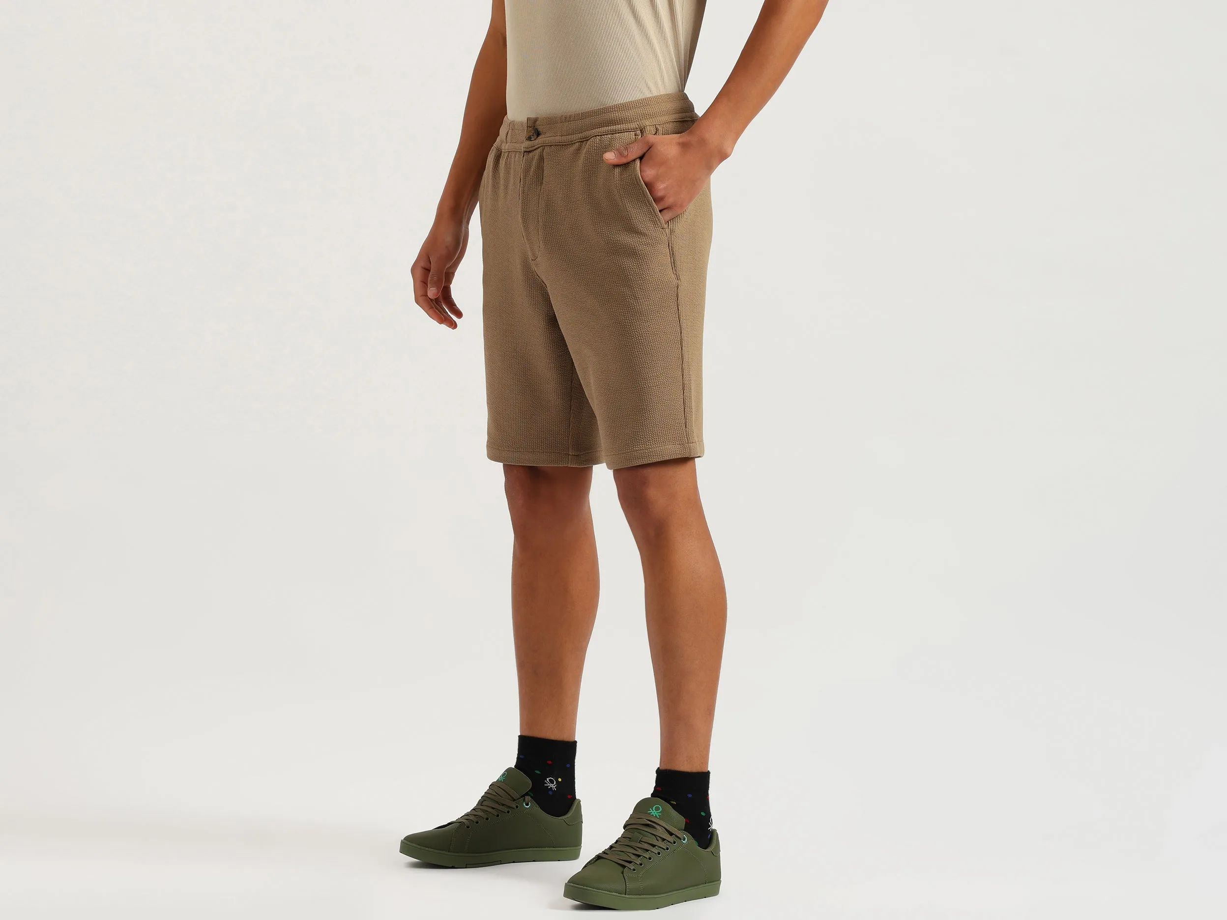 Textured Comfort Fit Cordinate Shorts