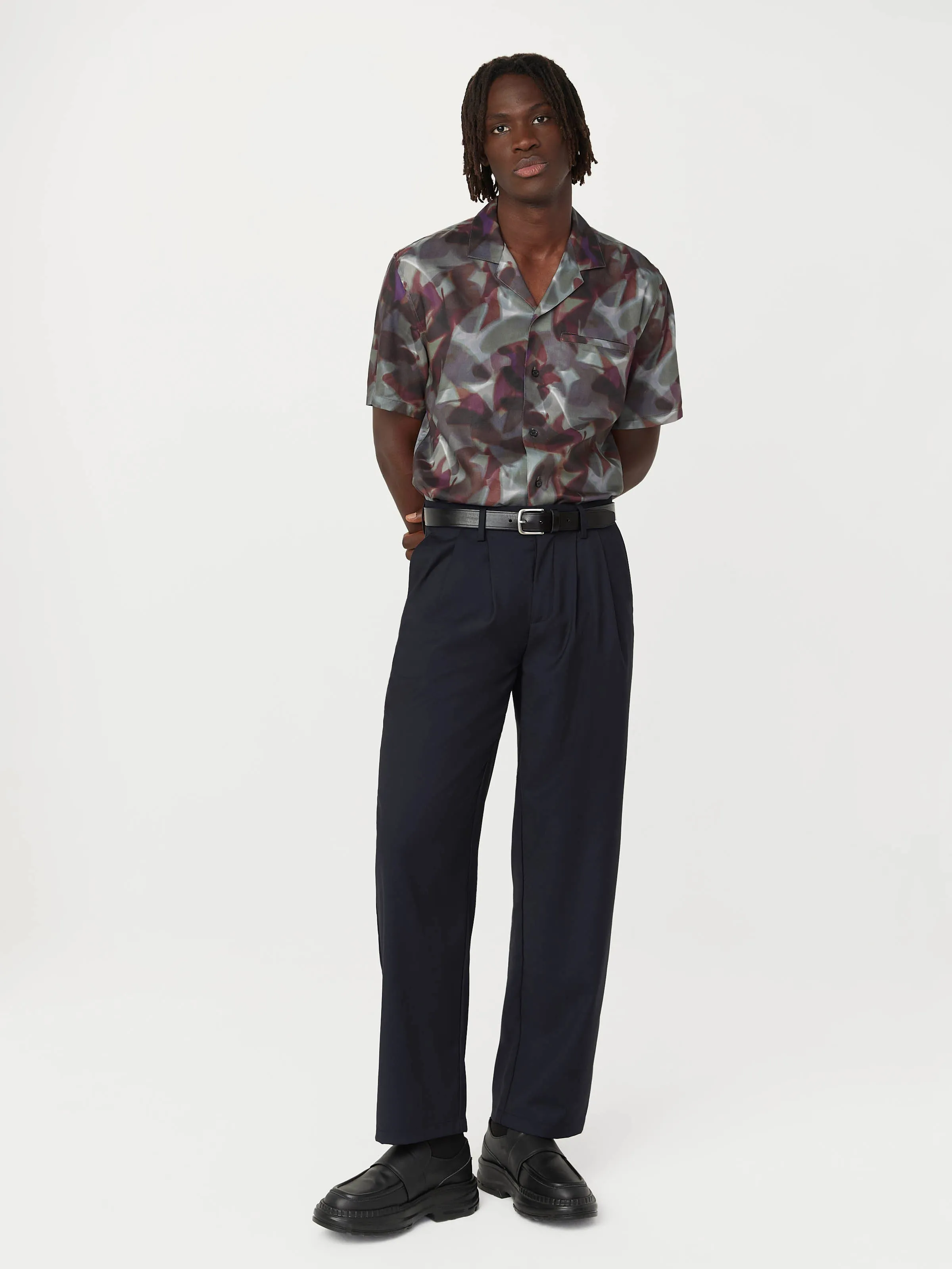 The Abstract Camp Collar Shirt in Dark Grey