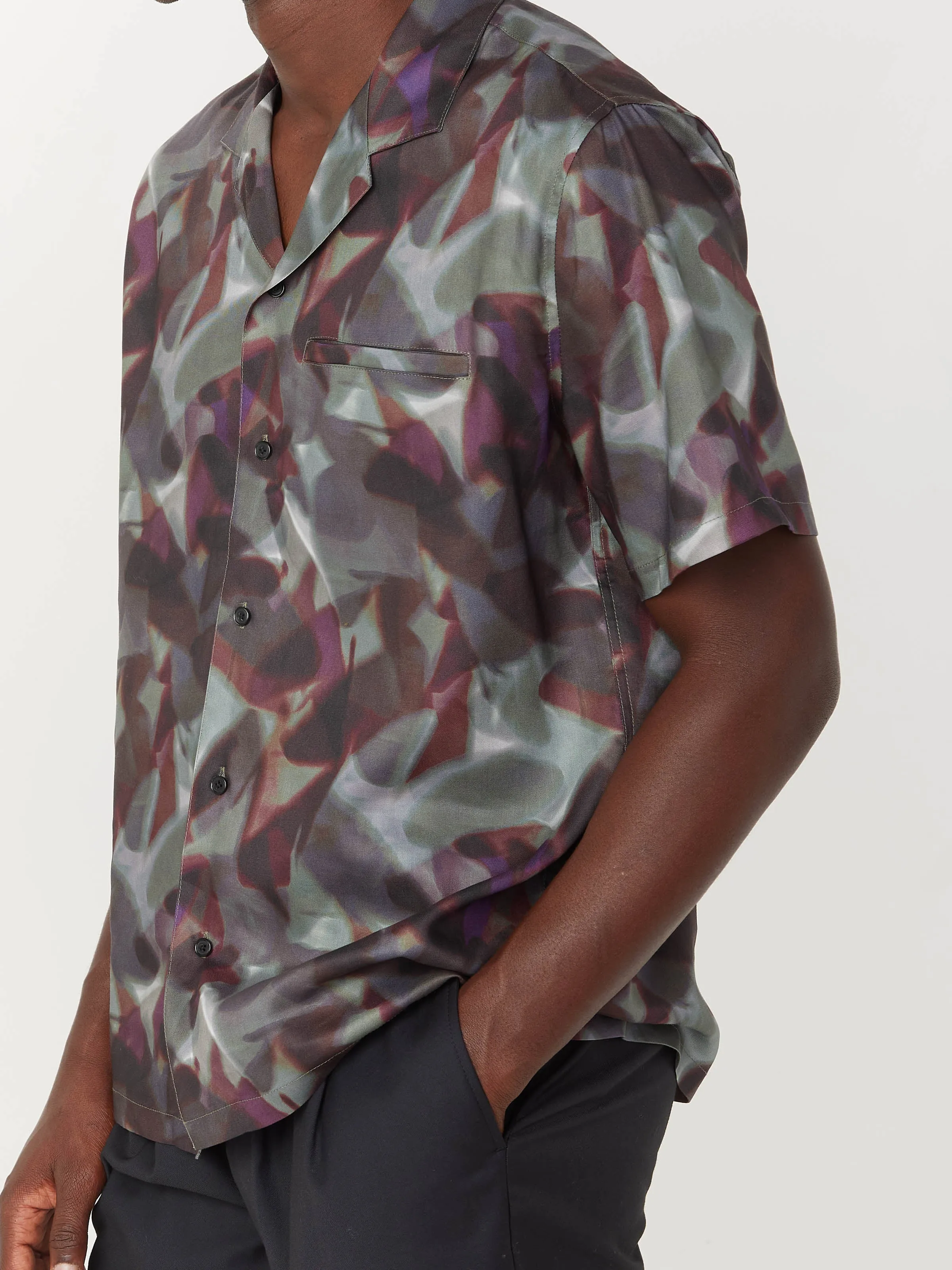 The Abstract Camp Collar Shirt in Dark Grey