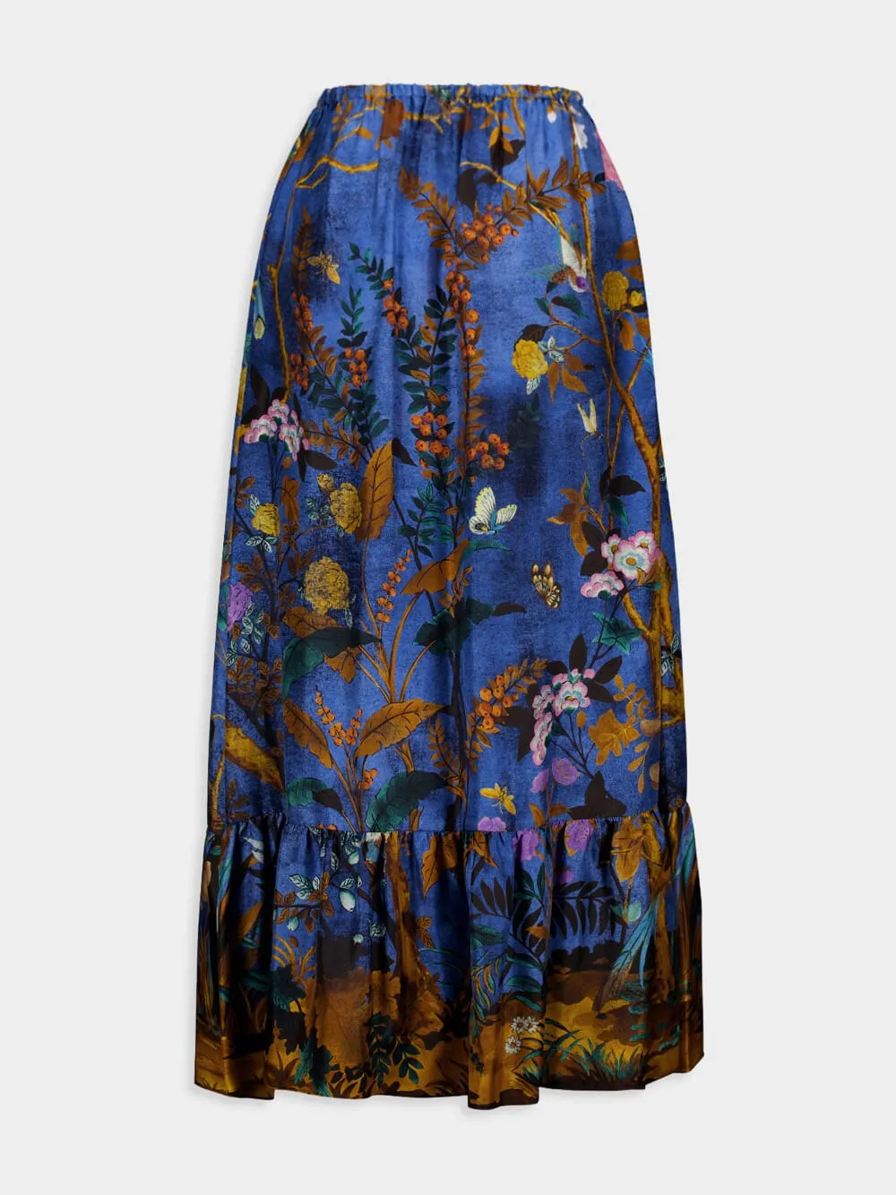 Tian Print Silk Twill Skirt