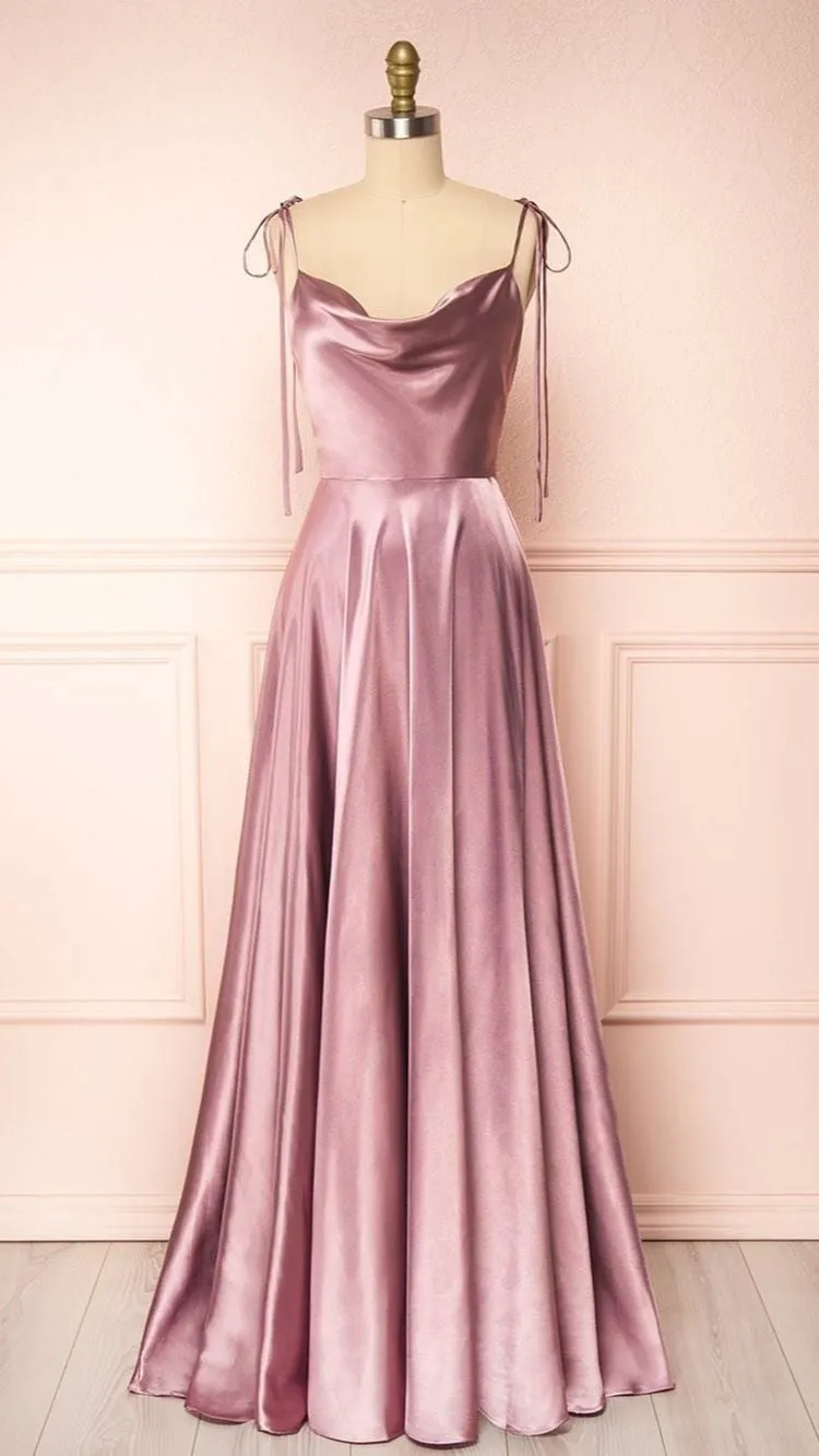 Tie Straps Burgundy Long Prom Dress with Slit
