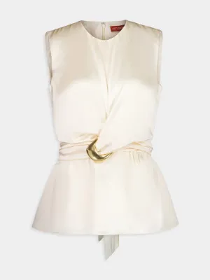 Tizzy Silk Top in Tapioca