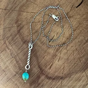 Twisted Sterling Bar Kingman Turquoise Necklace on