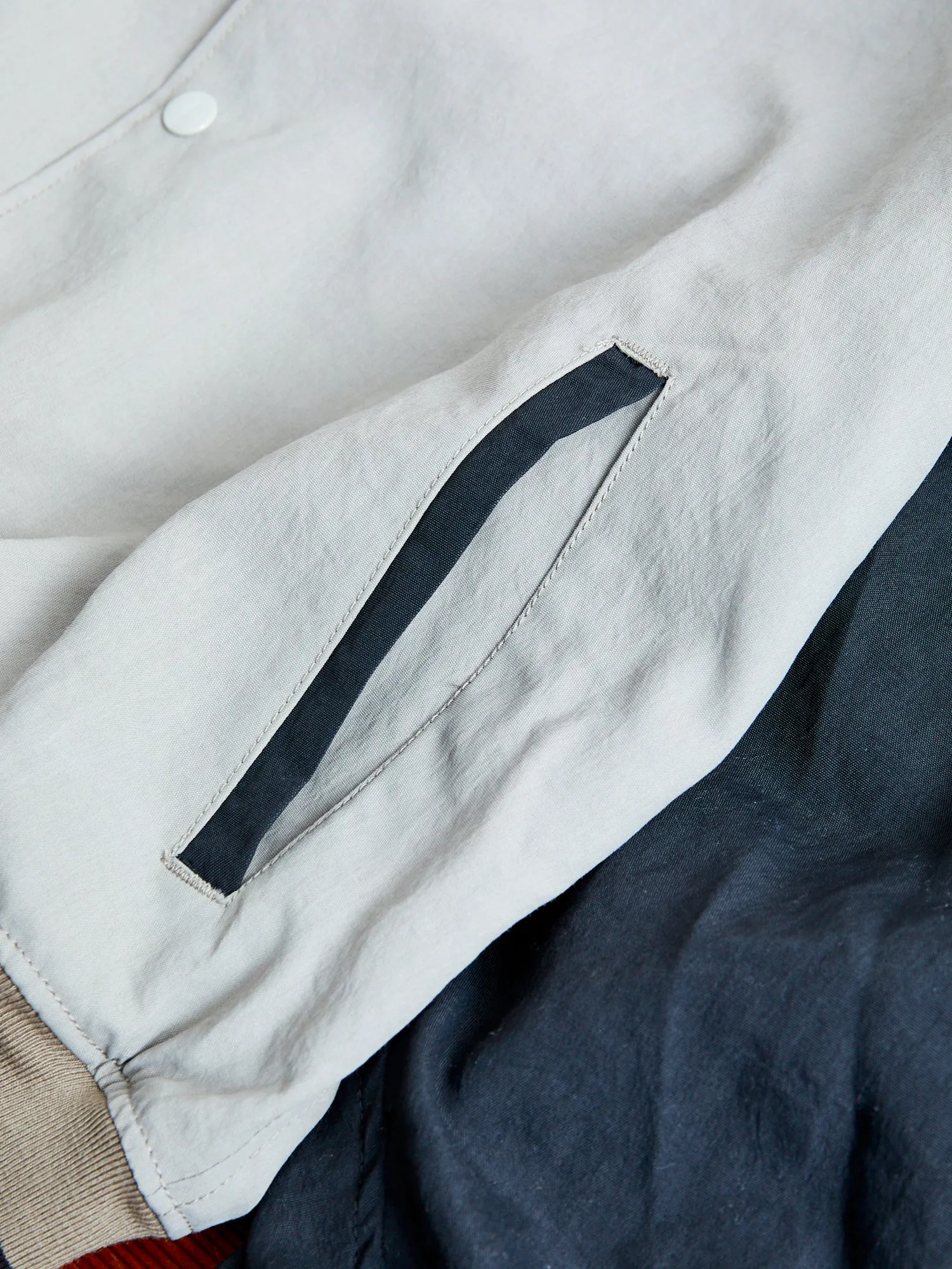 Two-Tone Baseball Jacket in Greige