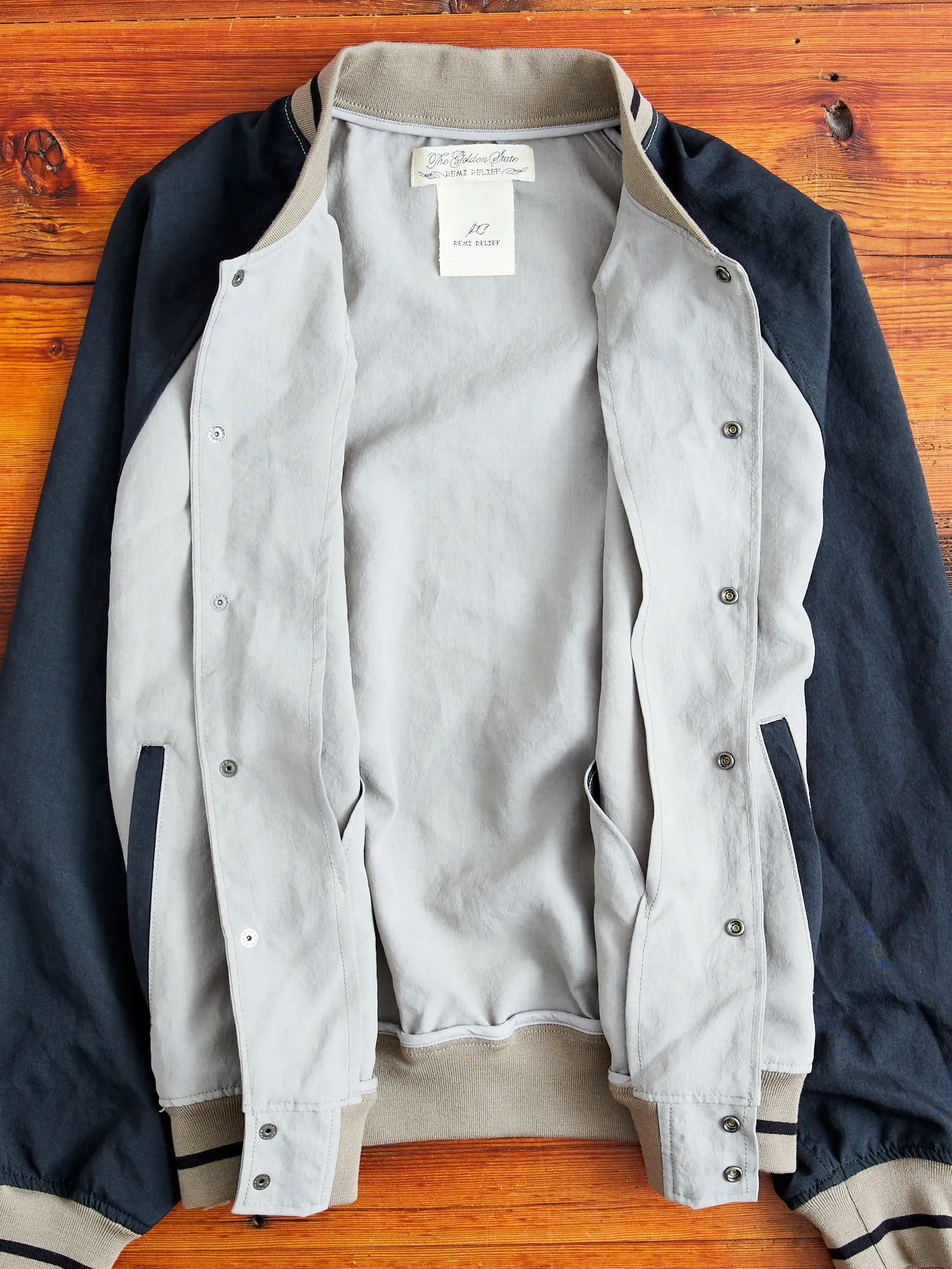 Two-Tone Baseball Jacket in Greige