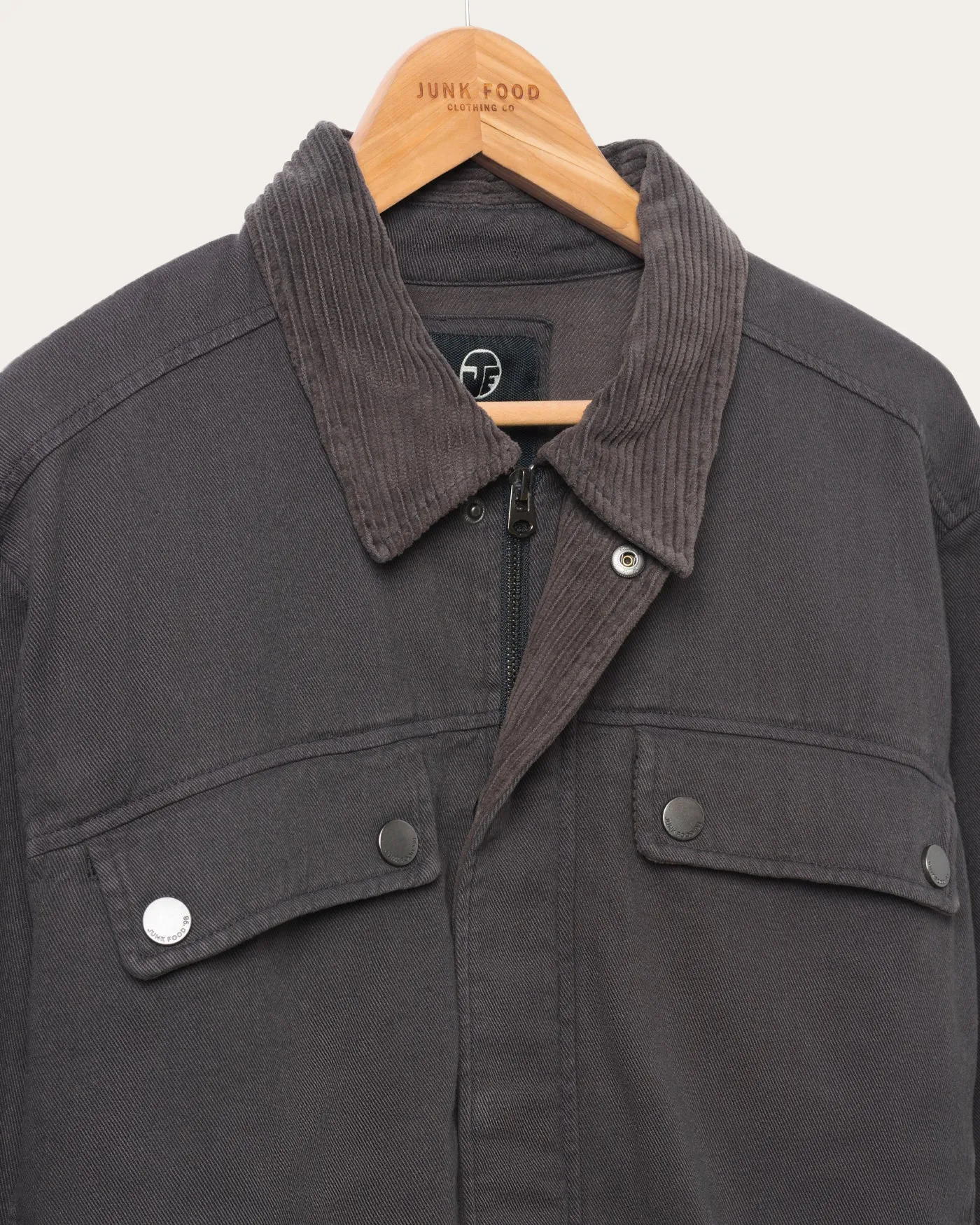 Unisex Denim Corded Collar Aviator Jacket