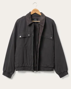 Unisex Denim Corded Collar Aviator Jacket