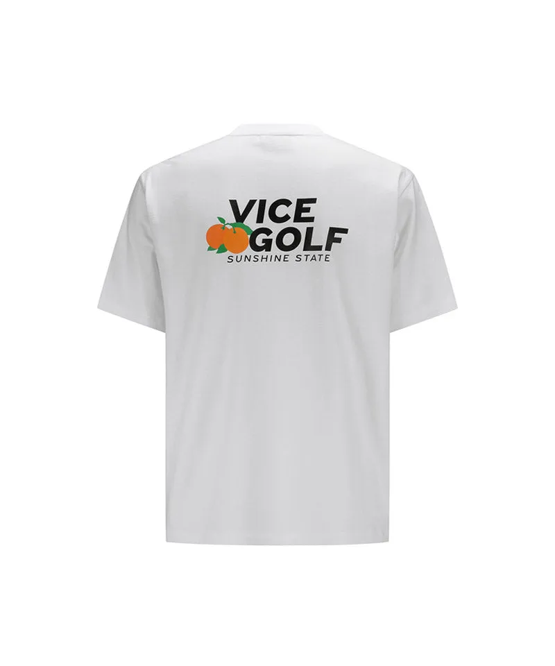 Vice Golf Atelier Unisex Orange Scramble Round T-Shirt - White