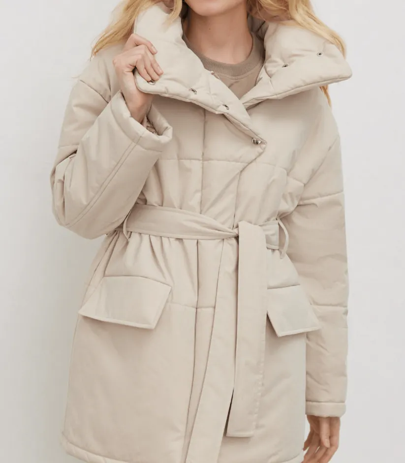 Vintage puffer office jacket with belt - zuzanna