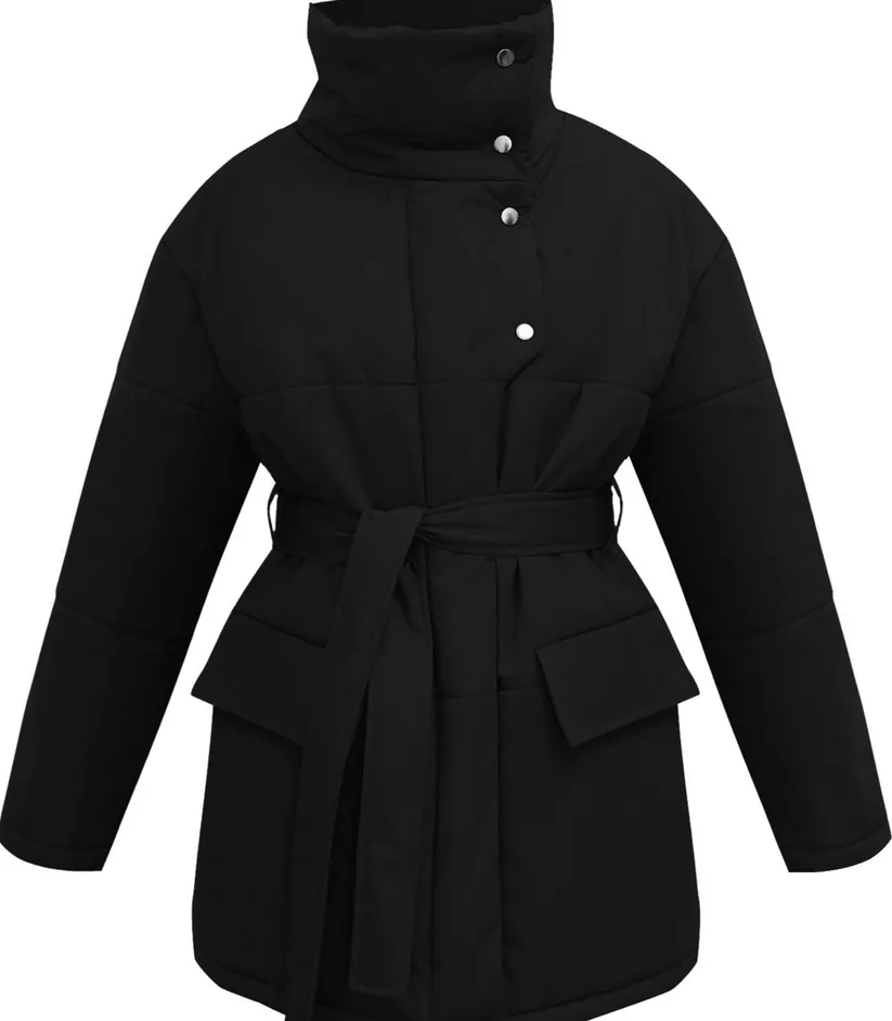 Vintage puffer office jacket with belt - zuzanna
