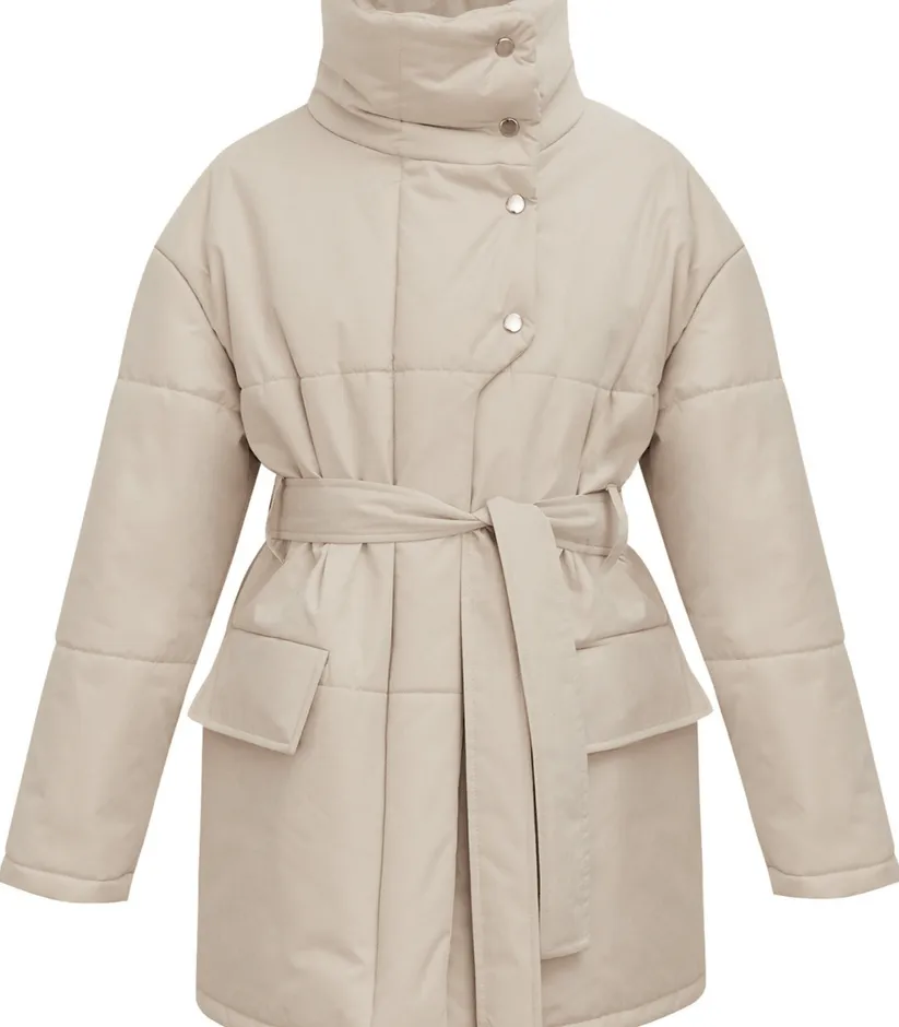 Vintage puffer office jacket with belt - zuzanna