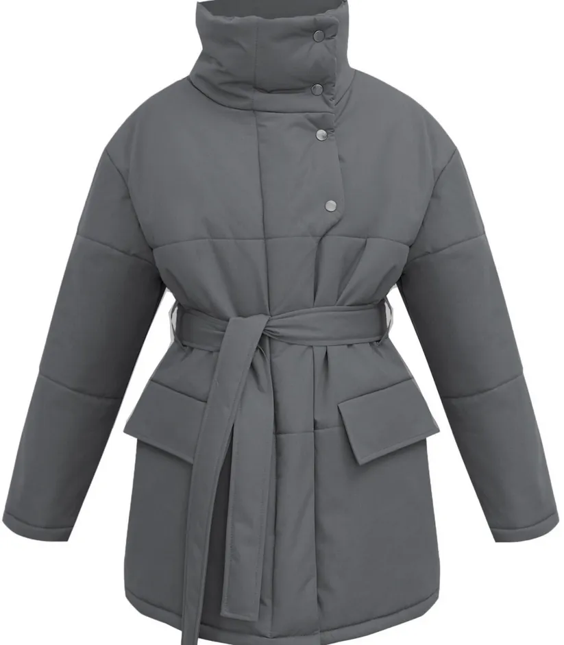 Vintage puffer office jacket with belt - zuzanna