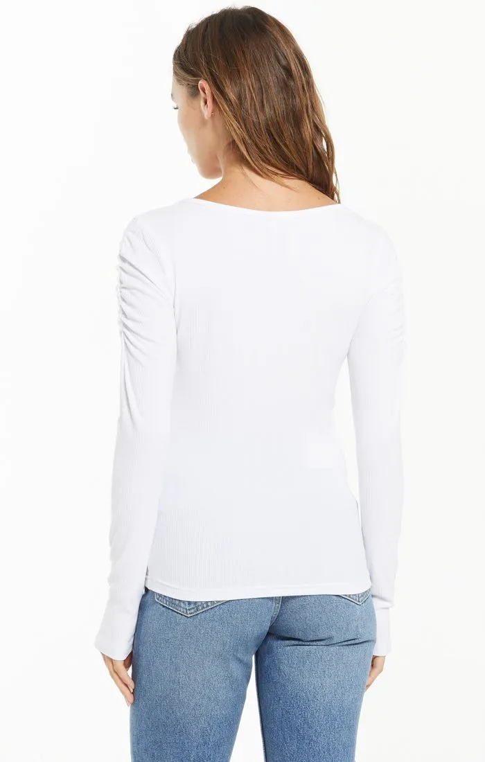 Vivian Scoop Neck Long Sleeve Top In White By Z Supply ZT213306