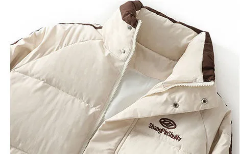 Water-Resistant and Windproof Full-Zip Puffer Coat for Women