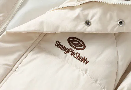 Water-Resistant and Windproof Full-Zip Puffer Coat for Women
