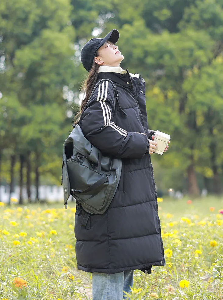 Water-Resistant and Windproof Full-Zip Puffer Coat for Women