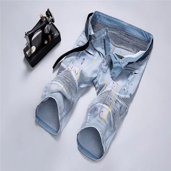 West Louis™ Pleated Motor Jeans Shorts