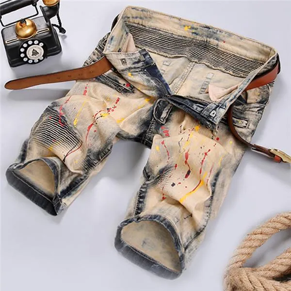 West Louis™ Pleated Motor Jeans Shorts