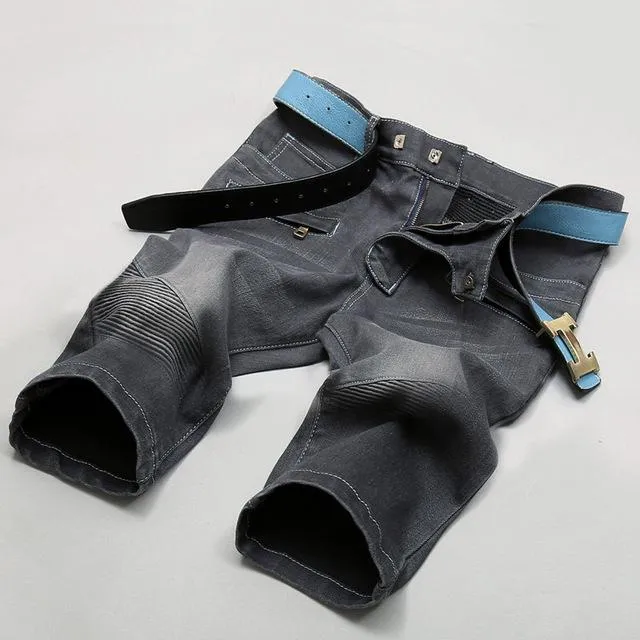 West Louis™ Pleated Motor Jeans Shorts