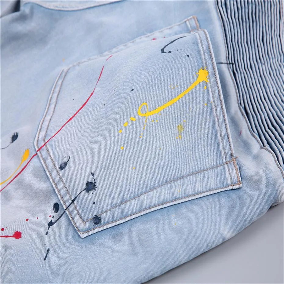 West Louis™ Pleated Motor Jeans Shorts