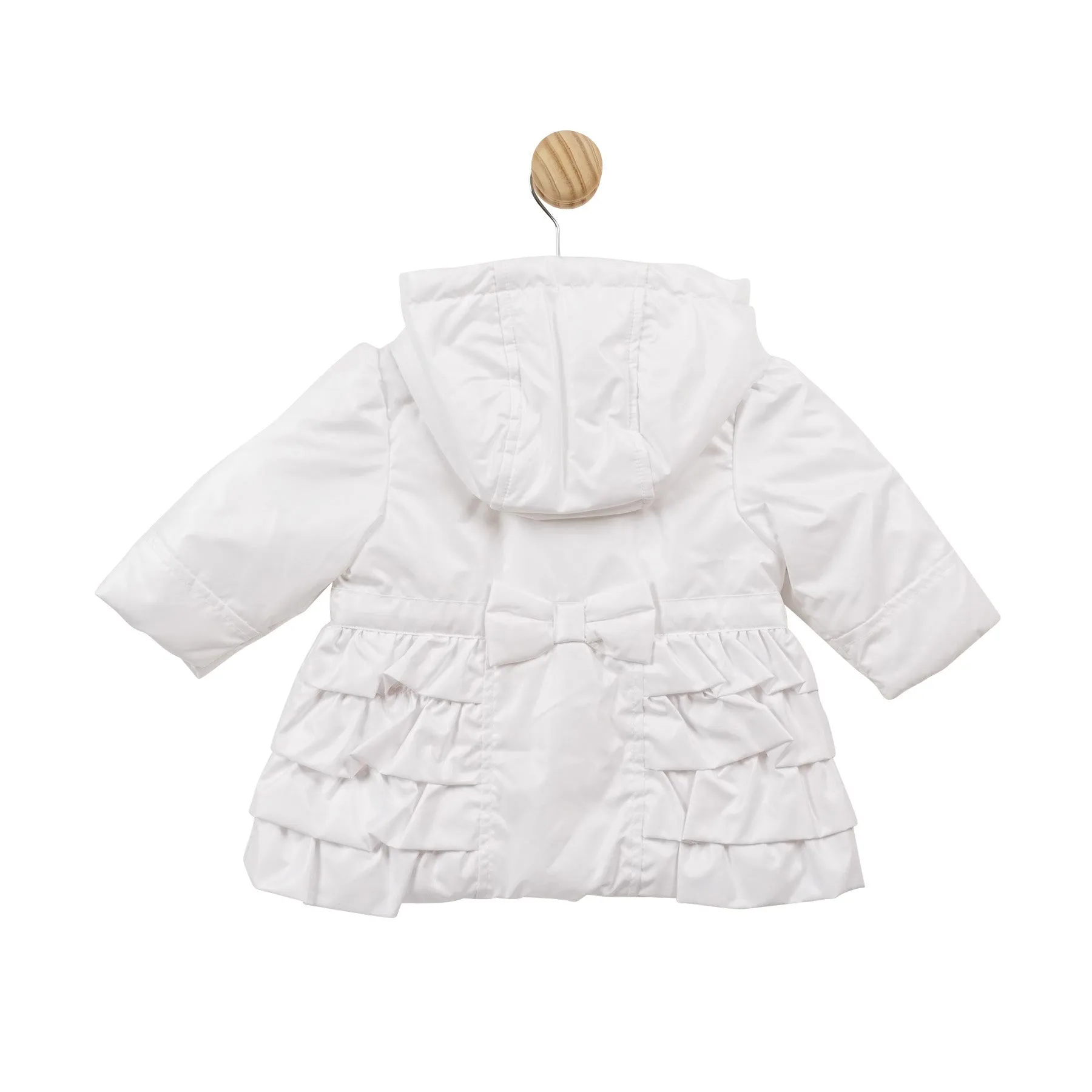 White Silky Frills and Bow Coat