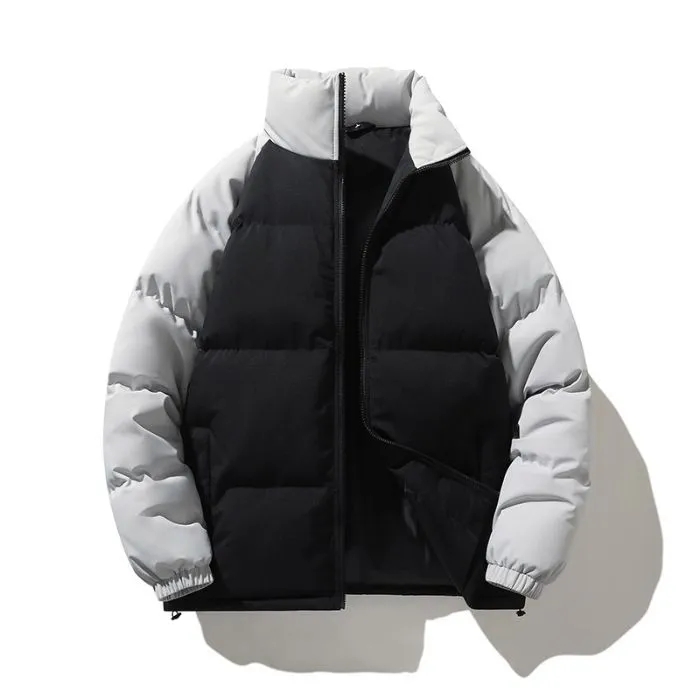 Windproof and Thickened Zip-up Puffer Jacket for Men