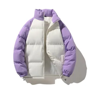 Windproof and Thickened Zip-up Puffer Jacket for Men