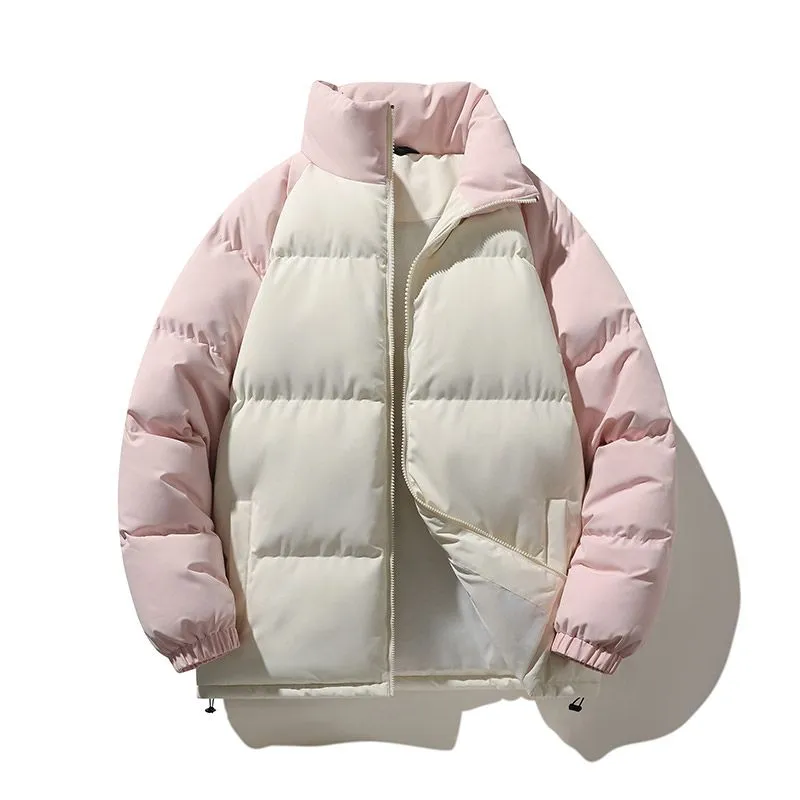 Windproof and Thickened Zip-up Puffer Jacket for Men