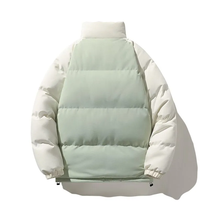 Windproof and Thickened Zip-up Puffer Jacket for Men