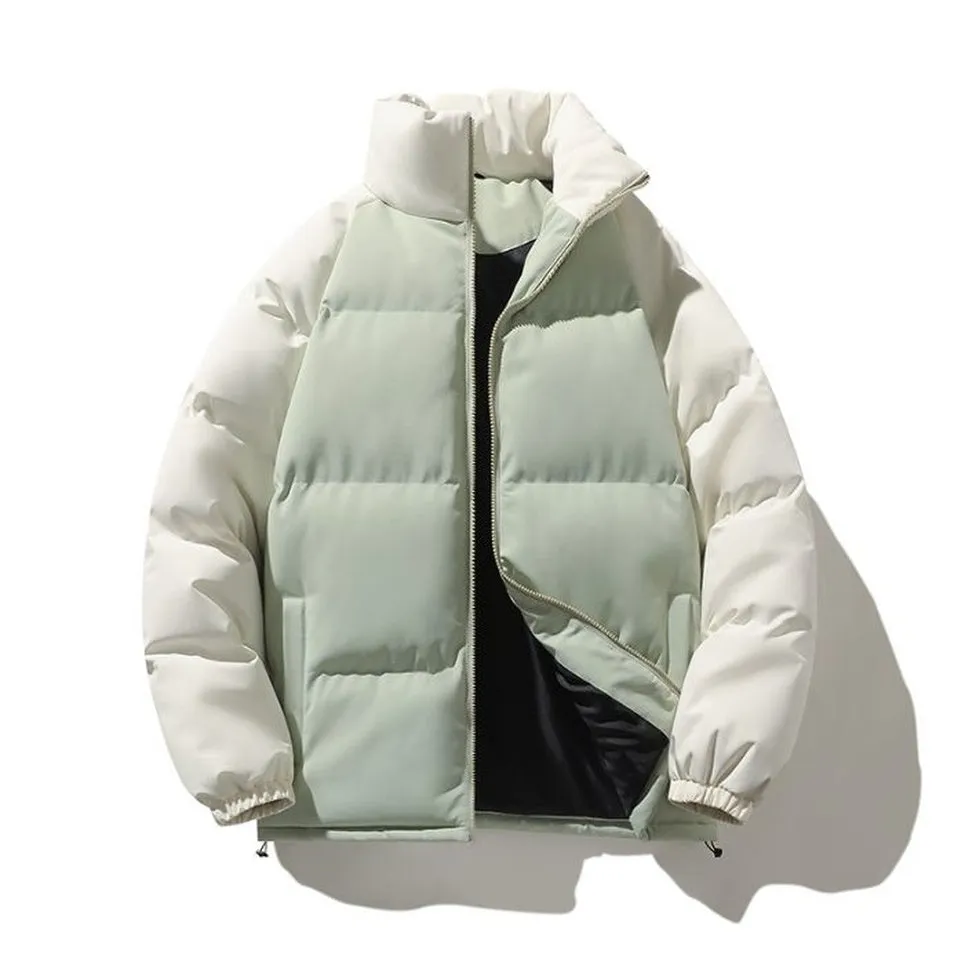 Windproof and Thickened Zip-up Puffer Jacket for Men