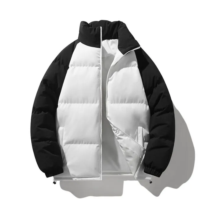 Windproof and Thickened Zip-up Puffer Jacket for Men