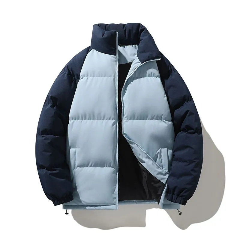 Windproof and Thickened Zip-up Puffer Jacket for Men