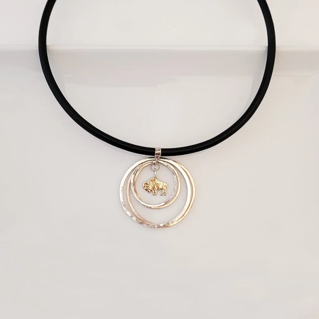 Winner's Circle on Black Leather - Necklace