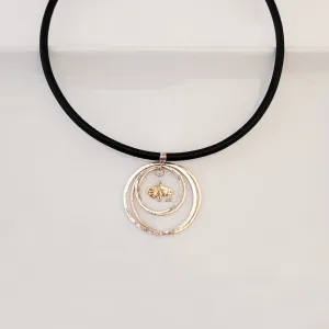 Winner's Circle on Black Leather - Necklace