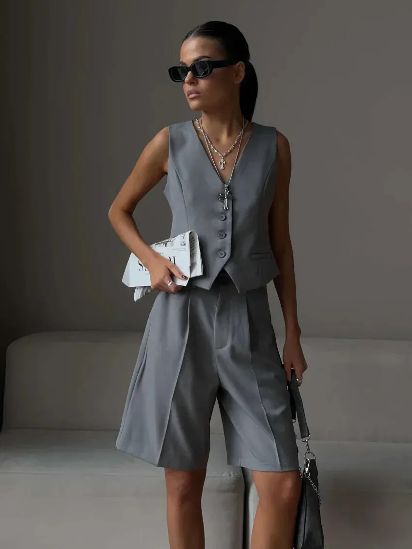 Women Vest Shorts Two-Piece Set