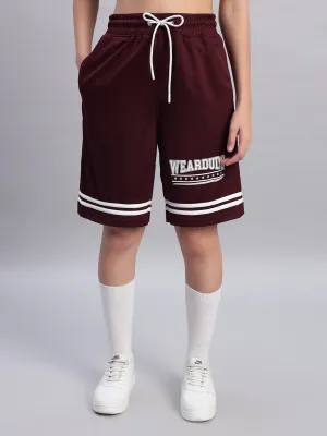Women's Groovy Regular Fit Shorts (Wine)