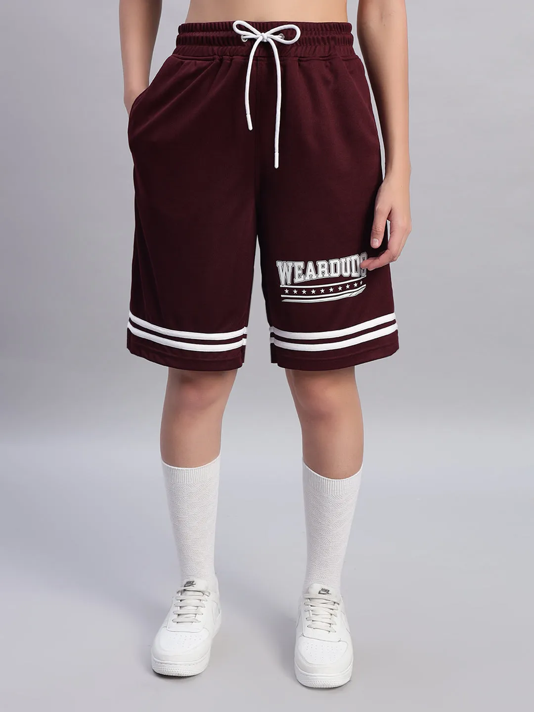 Women's Groovy Regular Fit Shorts (Wine)