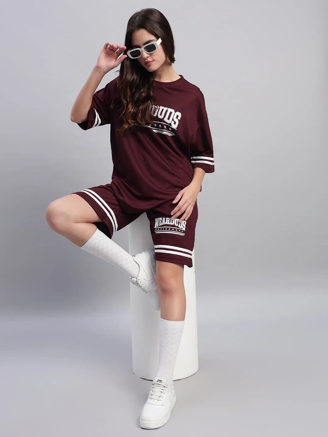 Women's Groovy Regular Fit Shorts (Wine)