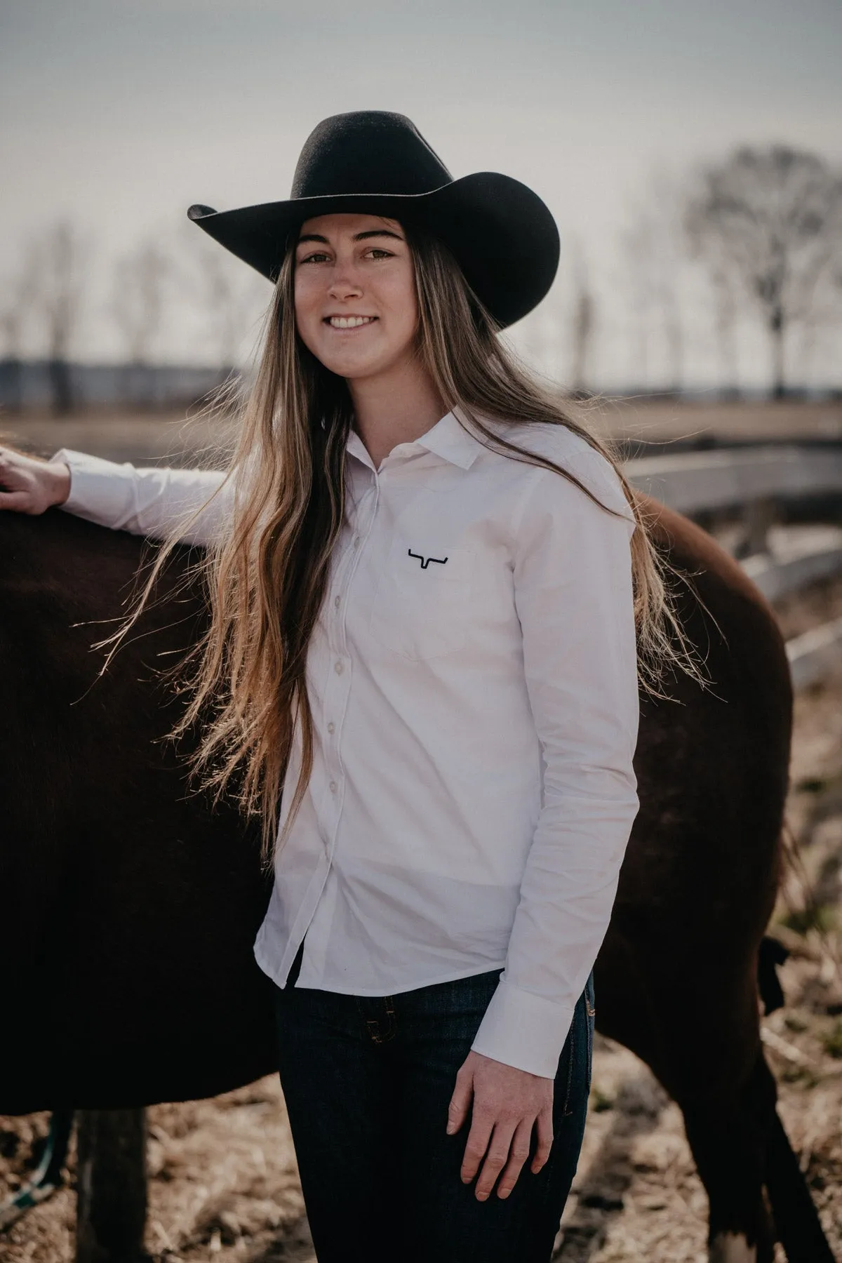 Women's Kimes Ranch Team Button Down Shirt (White L & XL Only)