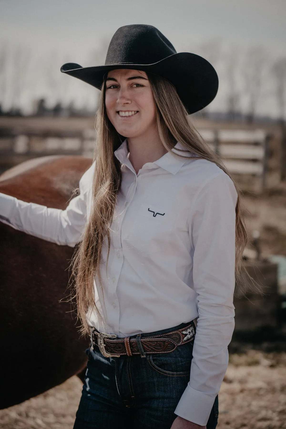 Women's Kimes Ranch Team Button Down Shirt (White L & XL Only)