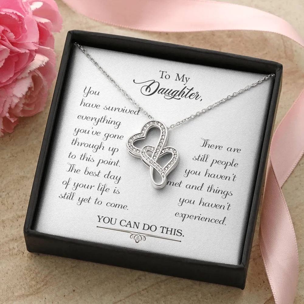 You can do this-Double Hearts Necklace for Daughter