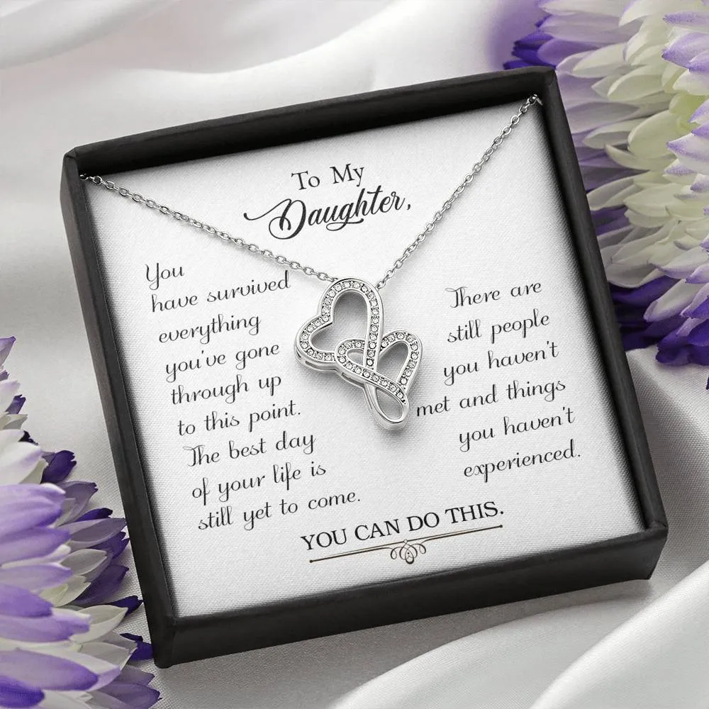 You can do this-Double Hearts Necklace for Daughter
