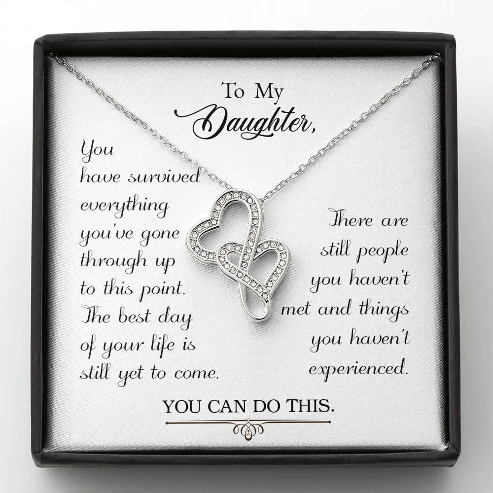 You can do this-Double Hearts Necklace for Daughter