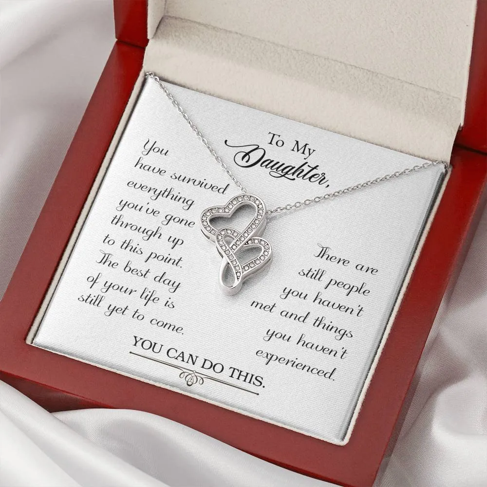 You can do this-Double Hearts Necklace for Daughter