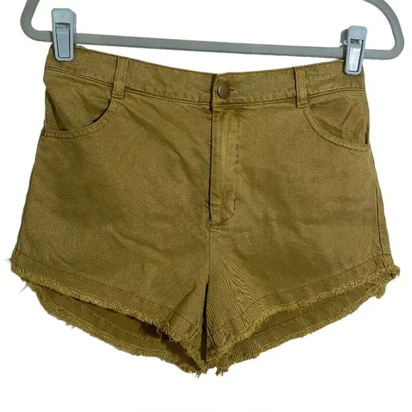 Young Fabulous and Broke Olive Green High Waist Frayed Hem Shorts Size Medium